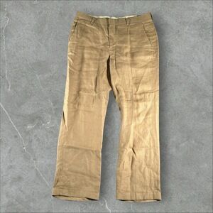 Baird McNutt Linen Pants Mens 34x30 Tan Flat Front Cuffed Summer Casual Vacation